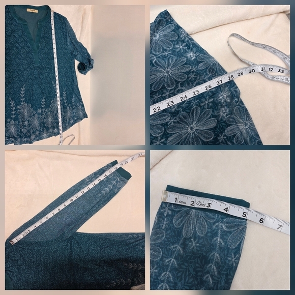 ‼️3/$30‼️Timeson Ladies Flowered Long Sleeve Top Medium greenish/teal - Picture 13 of 16